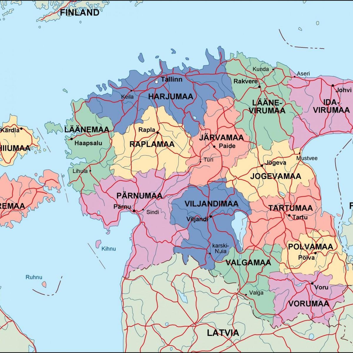 kartta Viron poliittinen